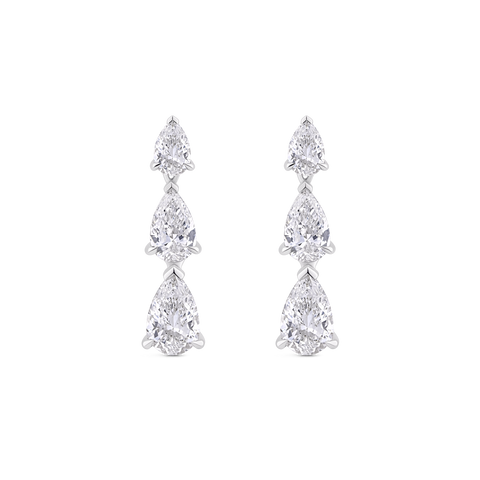 Pear Diamond Drop Earrings in 18ct Gold