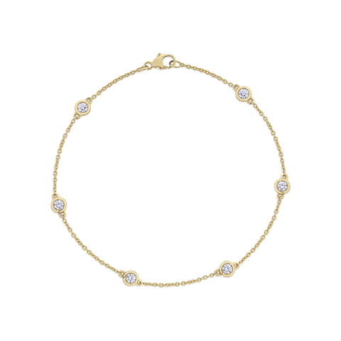 Diamond Station Chain Bracelet in 18ct Gold