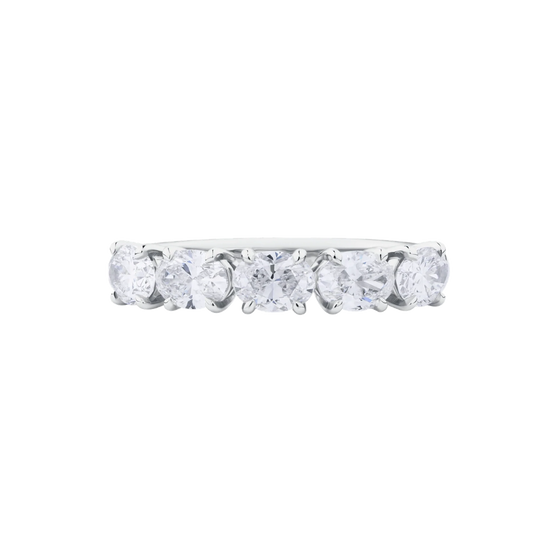 East-West Oval Cut Diamond Eternity Band in 18ct White Gold