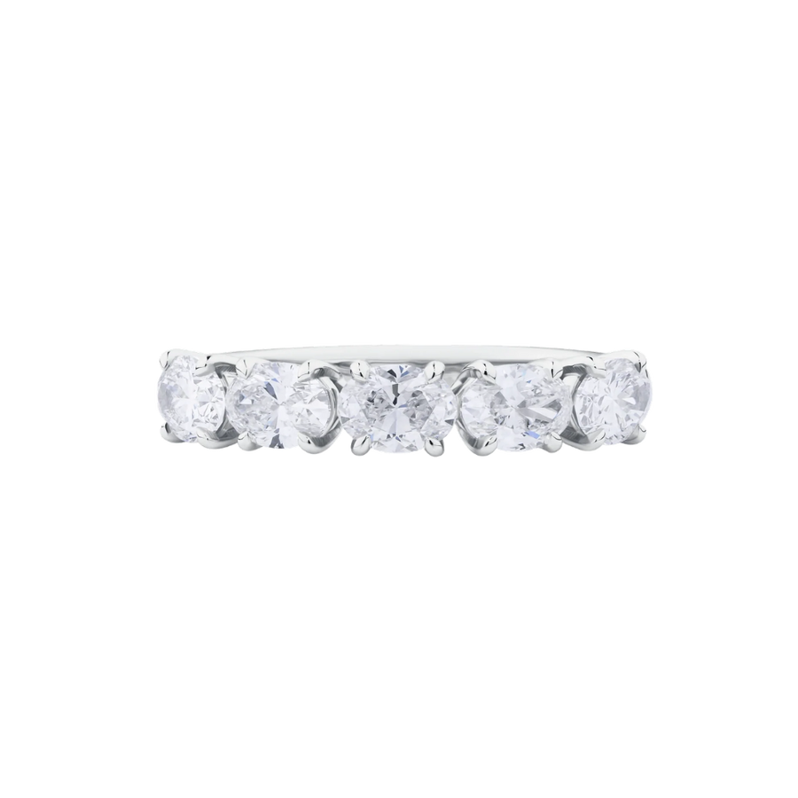 East-West Oval Cut Diamond Eternity Band in 18ct White Gold