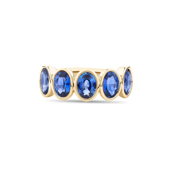 Grand Oval Cut Blue Sapphire Bezel Ring in 18ct Gold