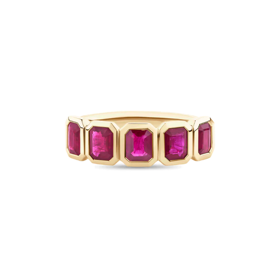 Ruby Bezel Set Eternity Ring in 18ct Yellow Gold