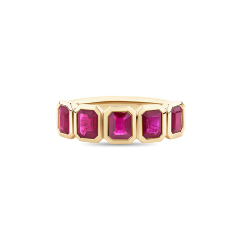 2.21ct Emerald Cut Ruby Bezel Ring