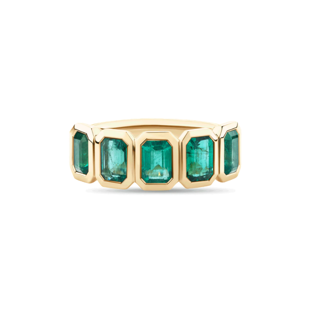 5ct Emerald Cut Emerald Bezel Ring
