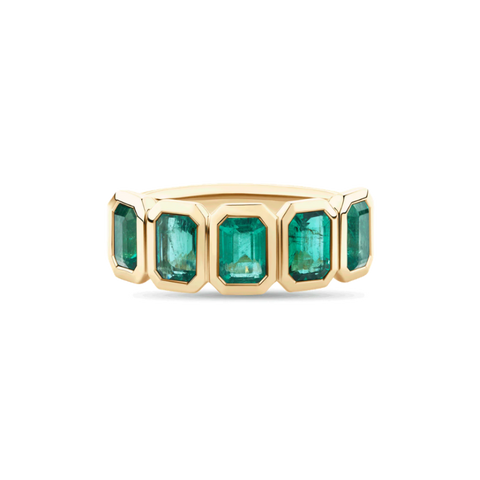 5ct Emerald Cut Emerald Bezel Ring