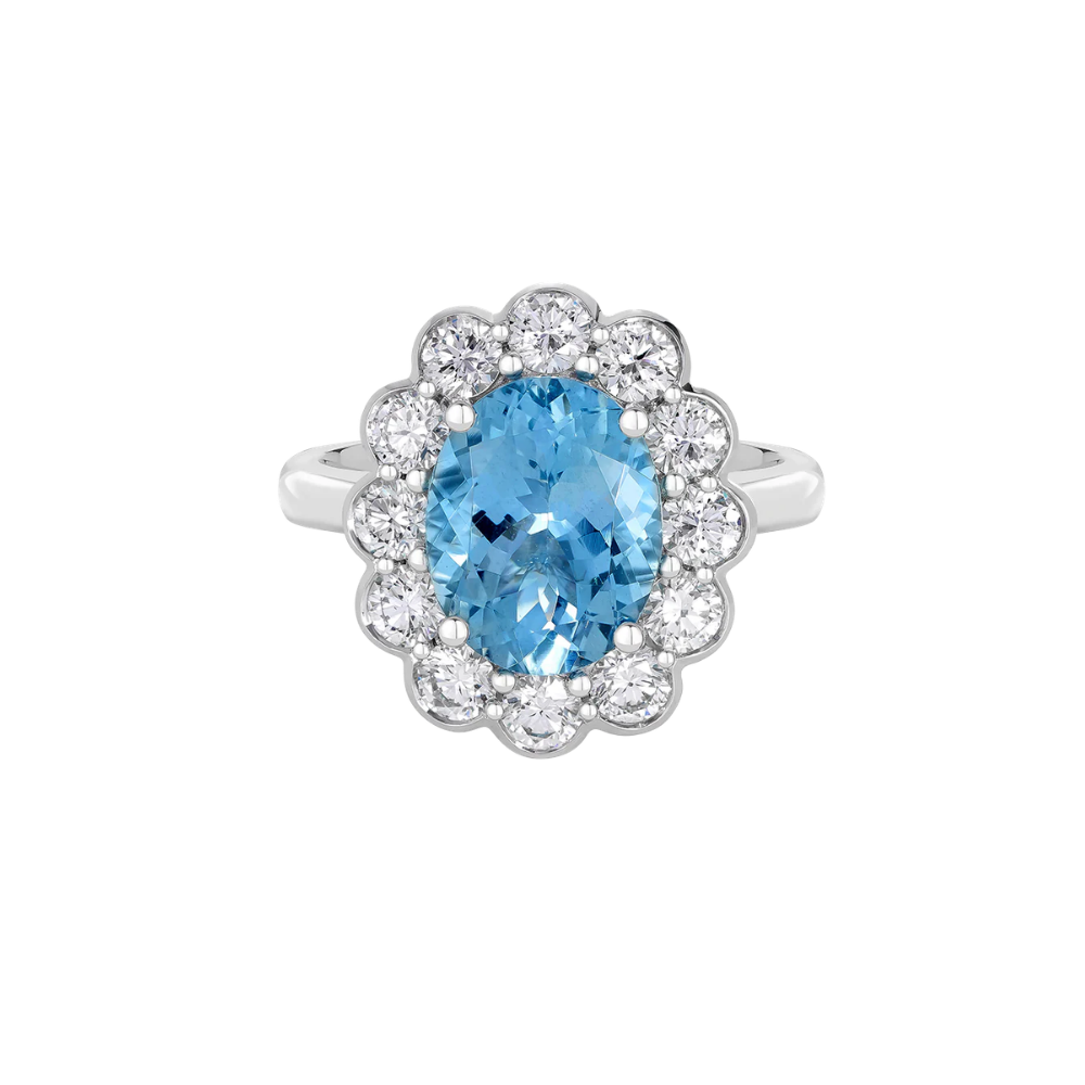 Aquamarine Cluster Ring
