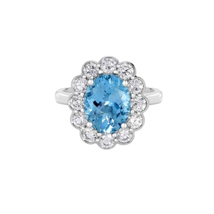 Aquamarine Cluster Ring