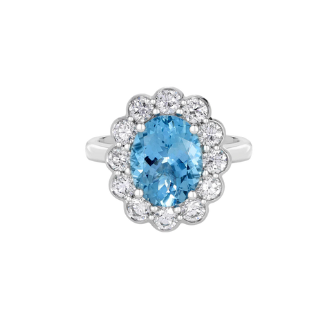 Aquamarine Cluster Ring