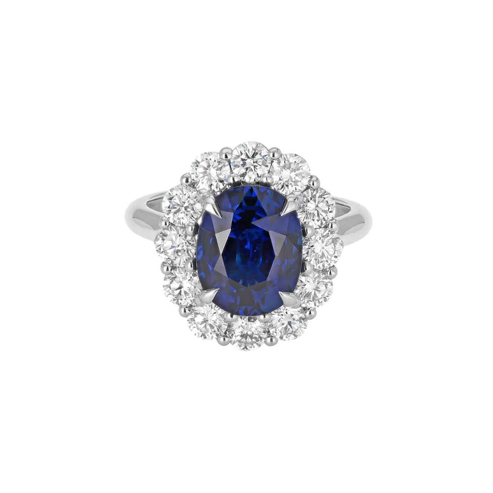 Ceylon Sapphire and Diamond Cluster