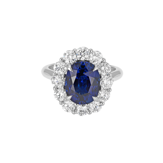 Ceylon Sapphire and Diamond Cluster