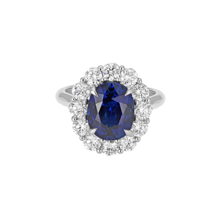 Ceylon Sapphire and Diamond Cluster