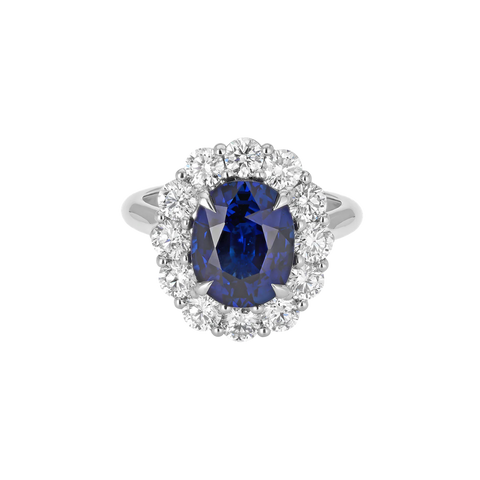 Ceylon Sapphire and Diamond Cluster