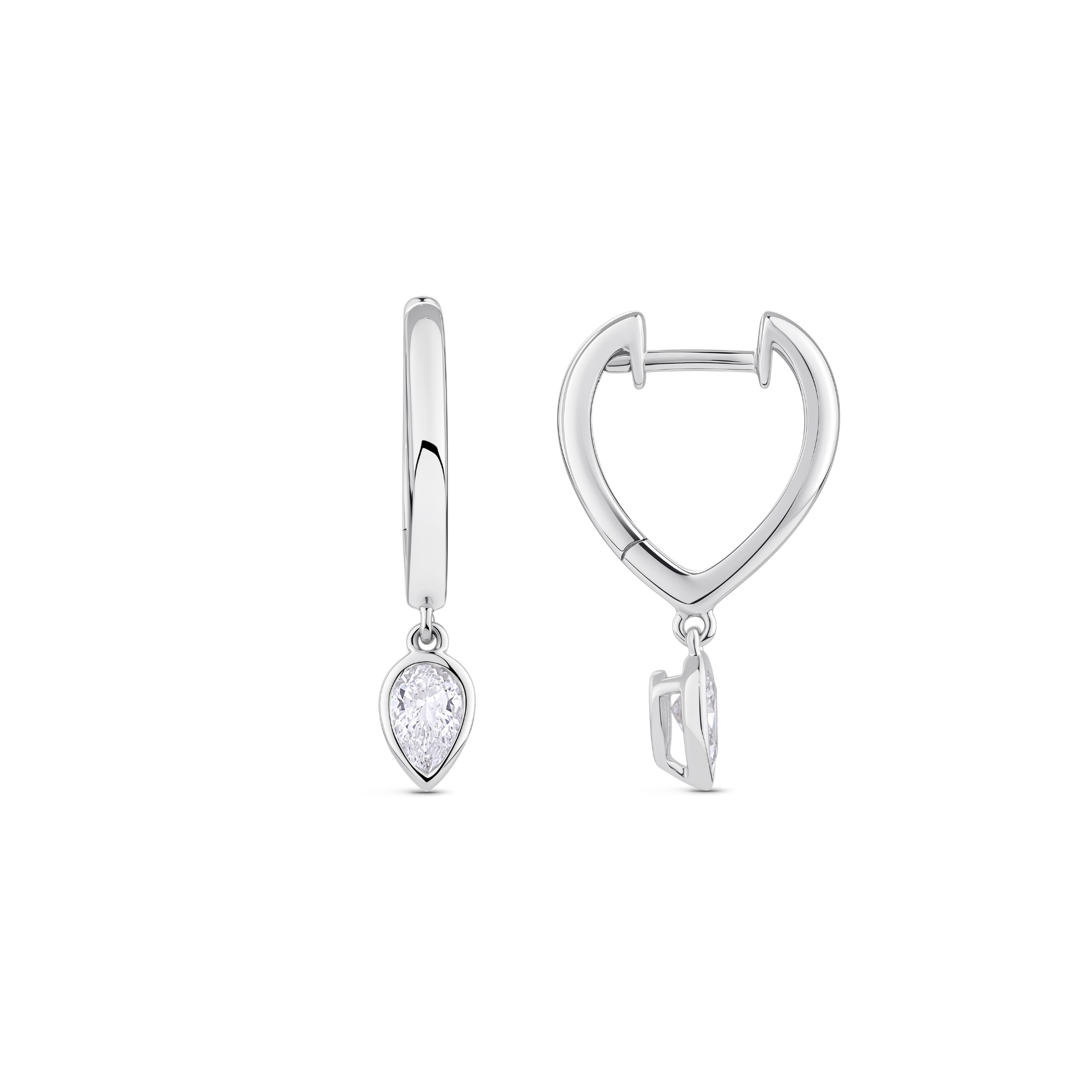 Pear Diamond Huggie Earrings in 18ct Gold
