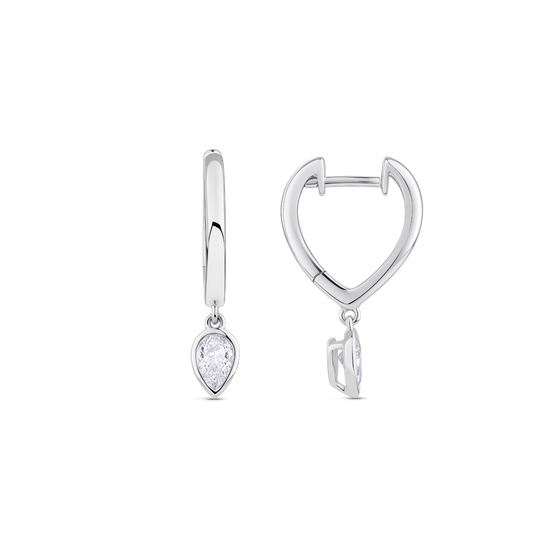 Pear Diamond Huggie Earrings in 18ct Gold