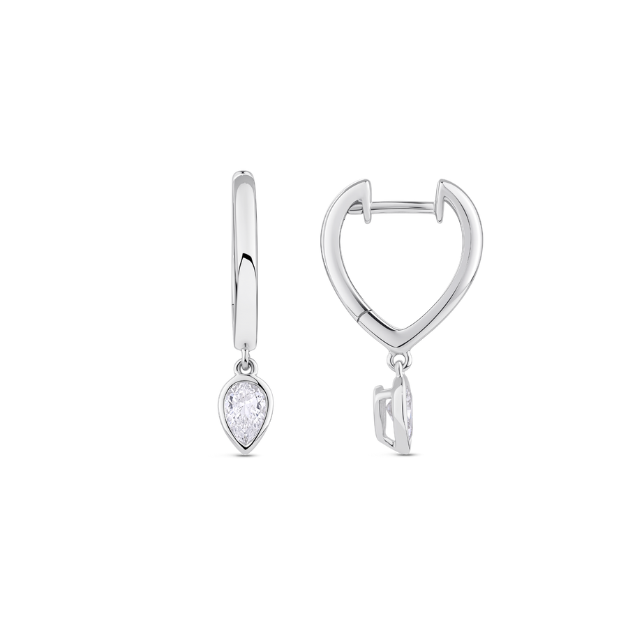 Pear Diamond Huggie Earrings in 18ct Gold