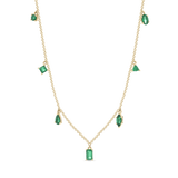 Multi Stone Shape Emerald Drop Necklace