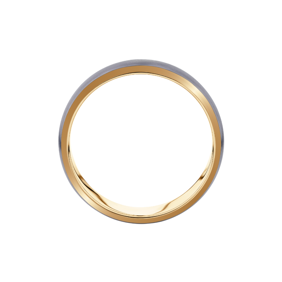 Tantalum Mens Wedding Band with Yellow Gold Sleeve