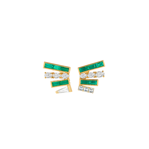 Emerald and Diamond Fan Earrings