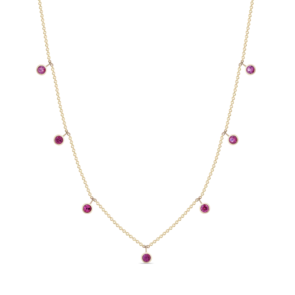 Coloured Gemstone Drop Necklace