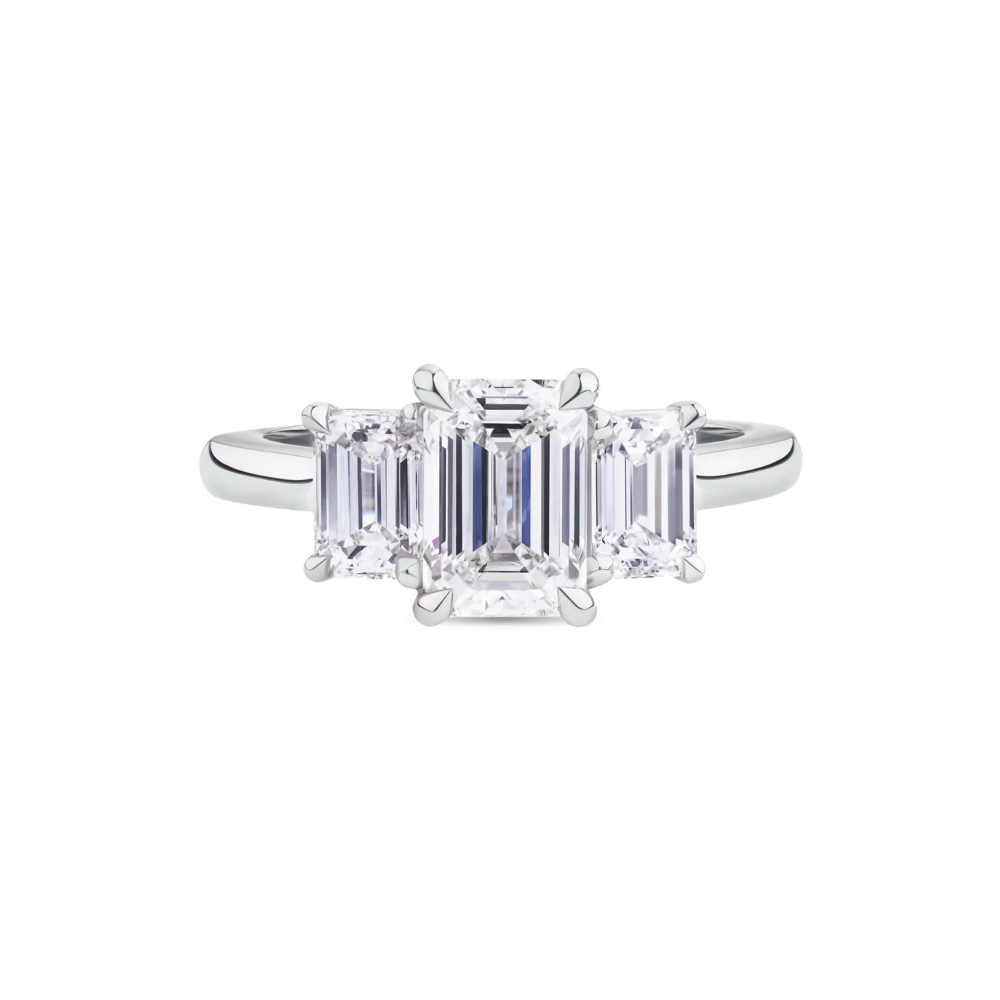 AG.03 | Emerald Cut Trilogy Engagement Ring