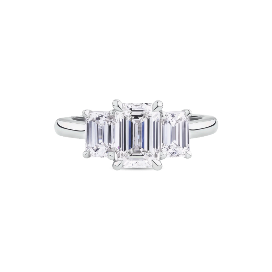 AG.03 | Emerald Cut Trilogy Engagement Ring