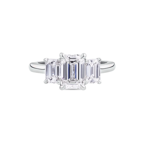 AG.03 | Emerald Cut Trilogy Engagement Ring