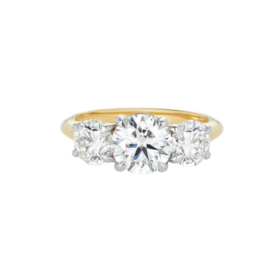 Round Diamond Trilogy Engagement Ring in 18ct Gold