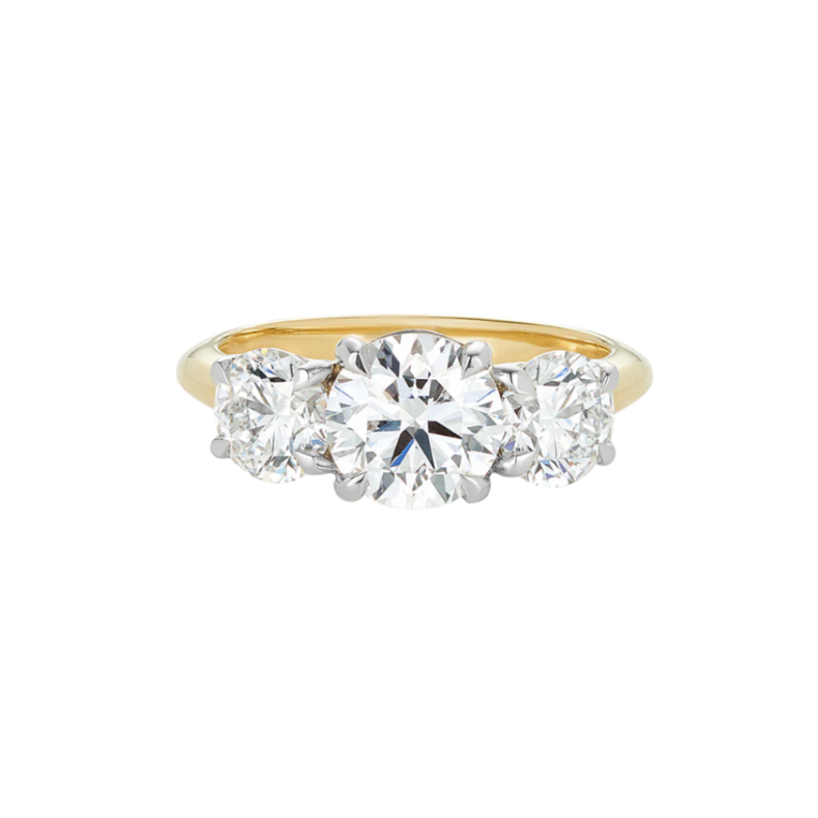 Round Diamond Trilogy Engagement Ring in 18ct Gold