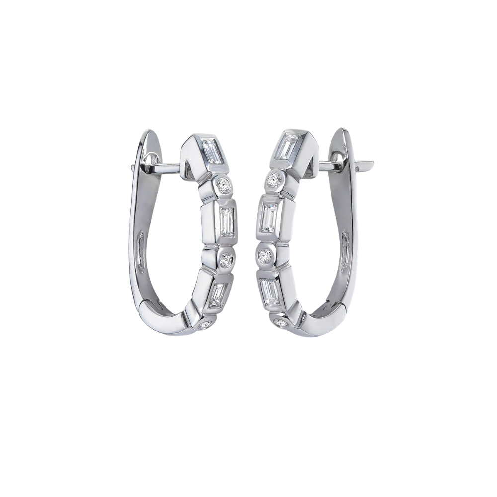 Bezel Set Diamond Huggies