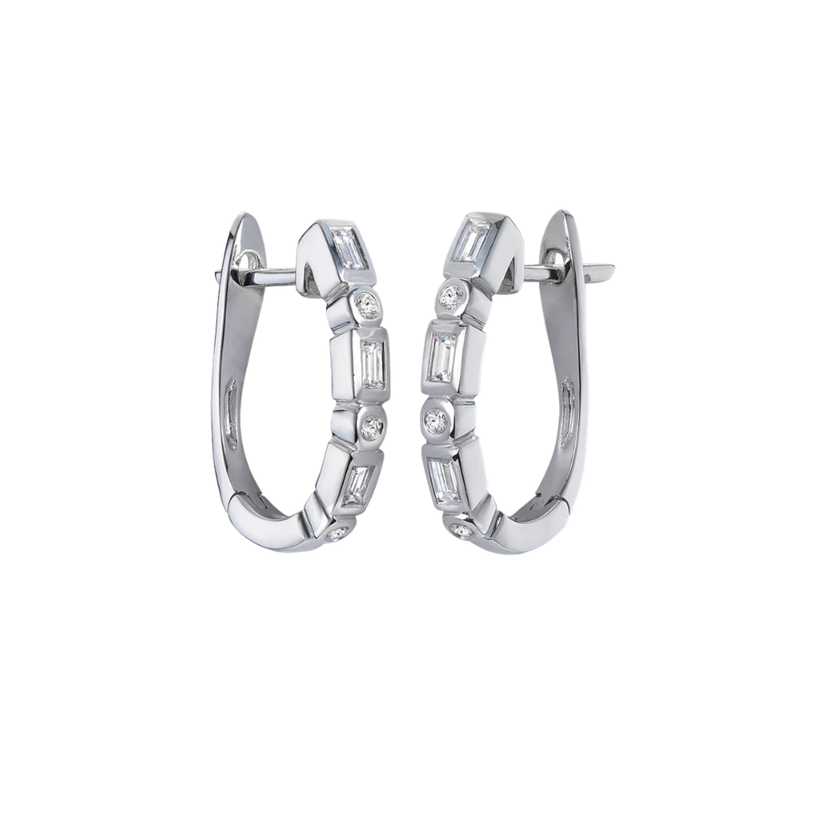 Bezel Set Diamond Huggies in 18ct White Gold