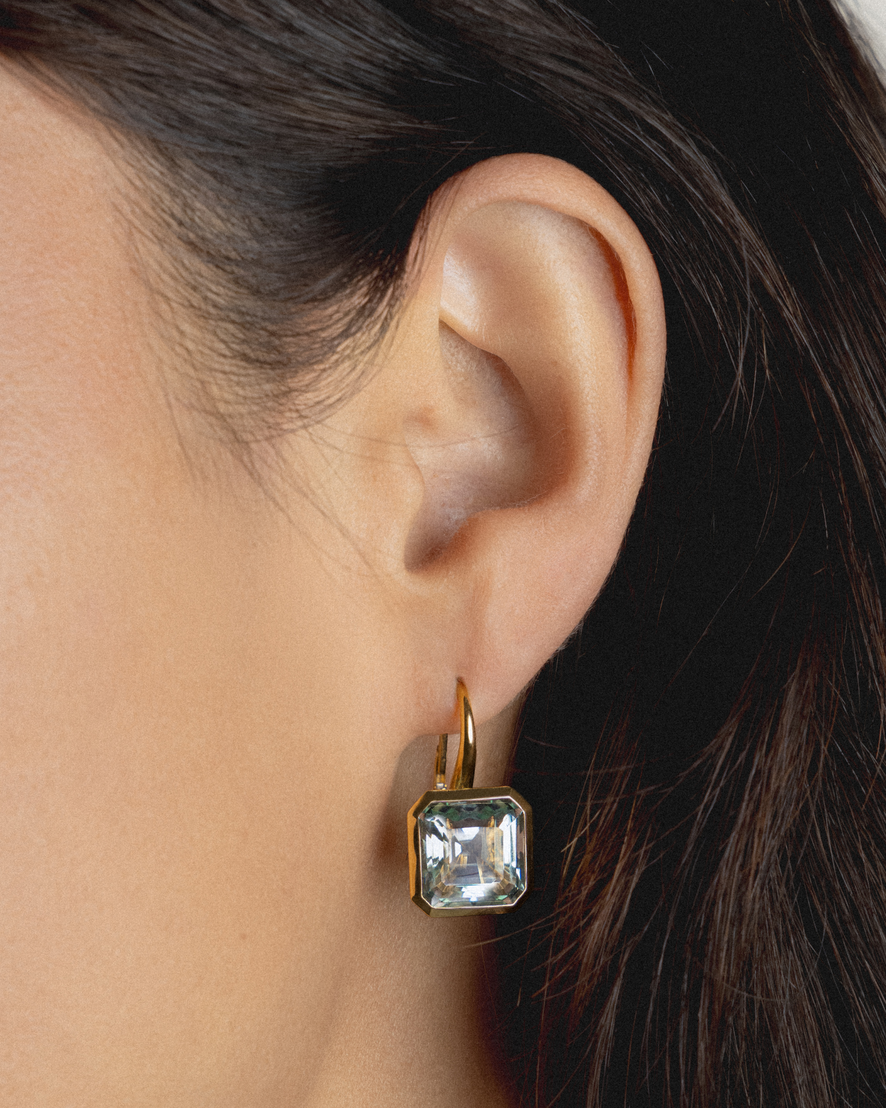 Green Amethyst Bezel Drop Earrings