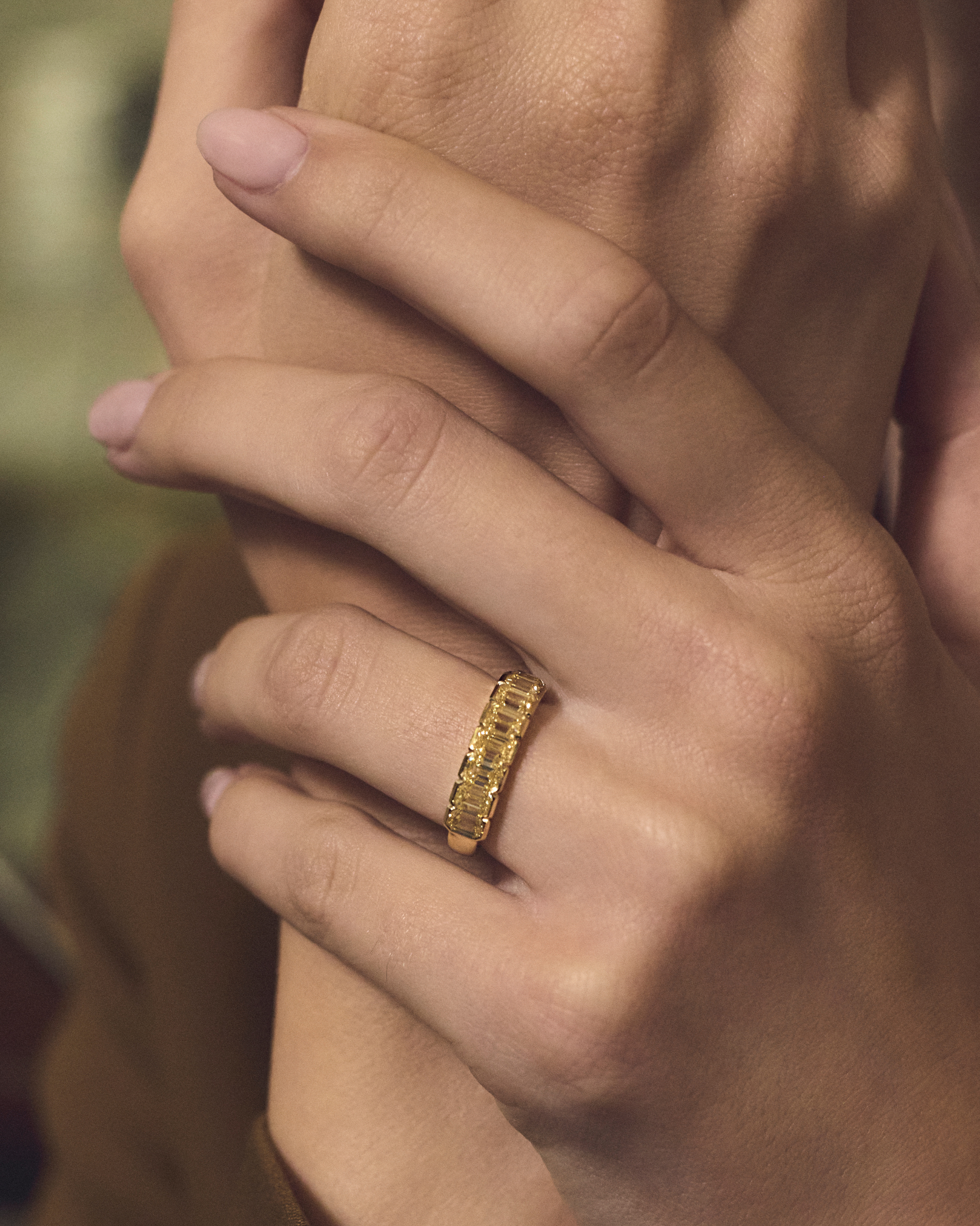 Yellow Diamond Emerald Cut Eternity Band