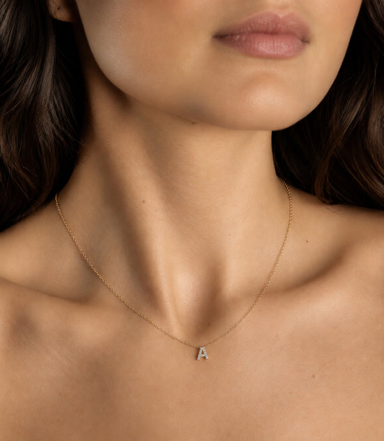 Petit Diamond Letter Necklace in 18ct Gold