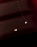 Personalised Diamond Pendant and Letter Necklace