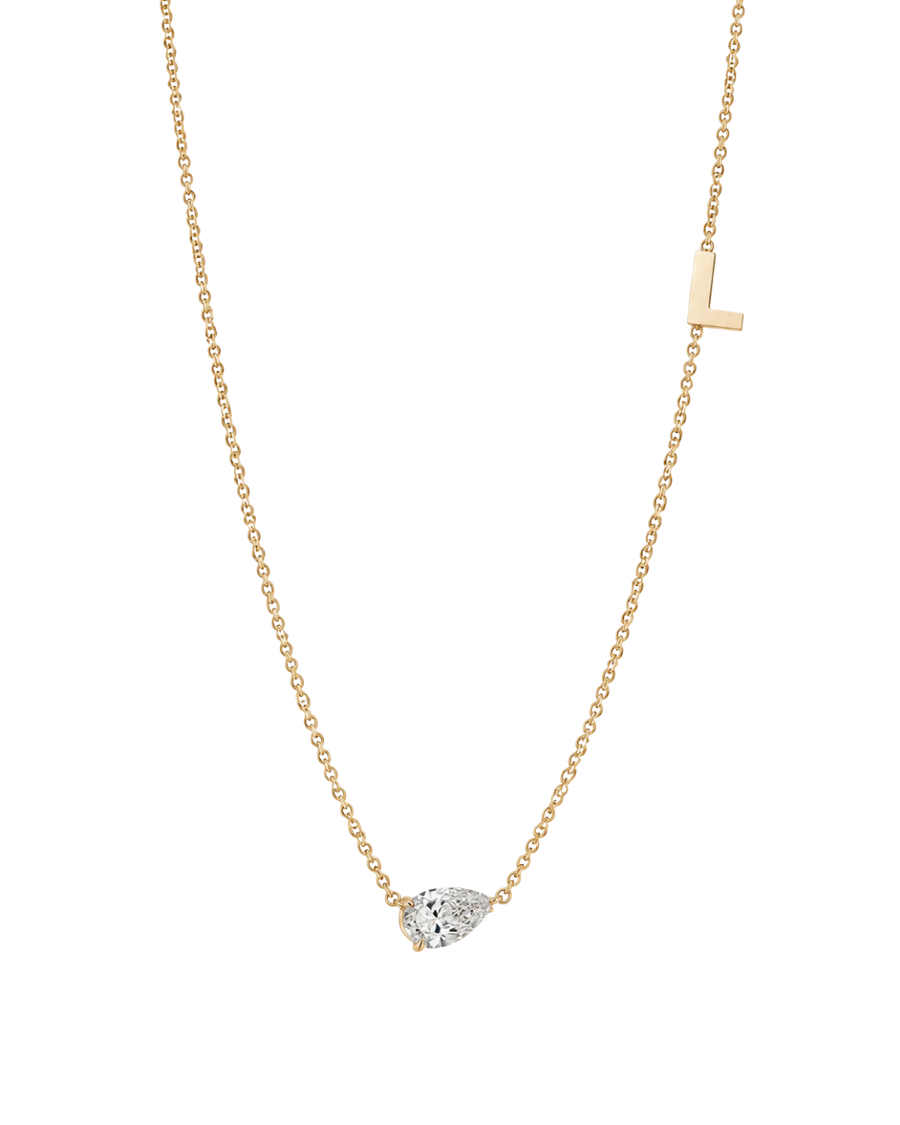 Personalised Diamond Pendant and Letter Necklace