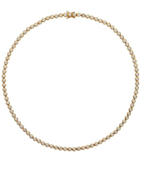 7ct Bezel Set Round Diamond Tennis Necklace in 18ct Gold