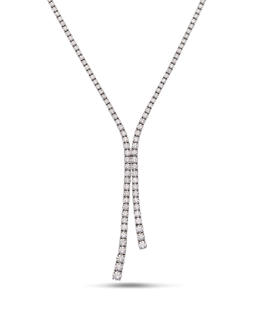 Tassel Diamond Tennis Necklace in 18ct White Gold
