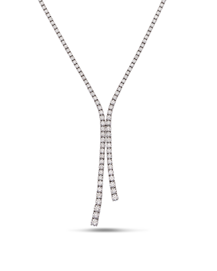 Tassel Diamond Tennis Necklace in 18ct White Gold