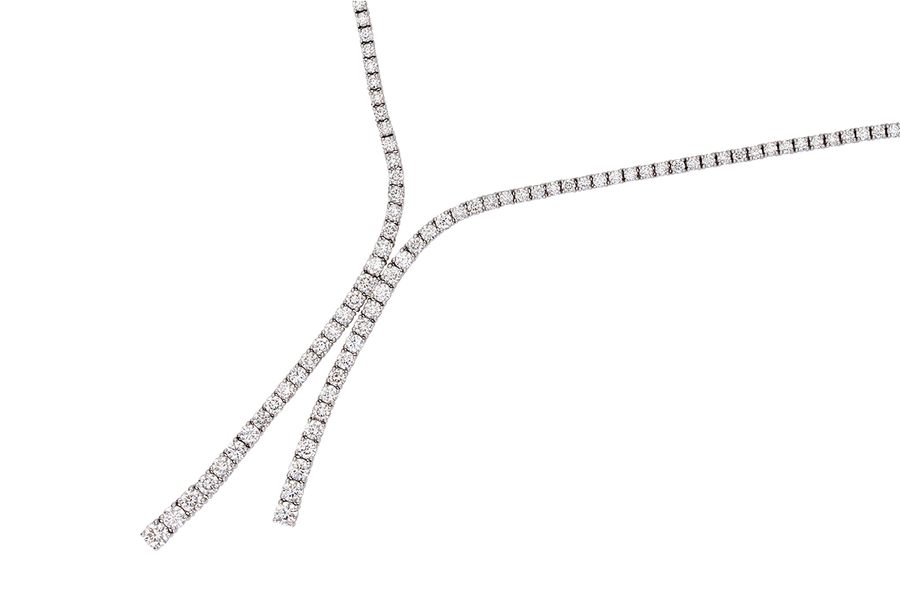 Tassel Diamond Tennis Necklace in 18ct White Gold