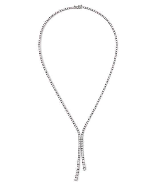 Tassel Diamond Tennis Necklace in 18ct White Gold