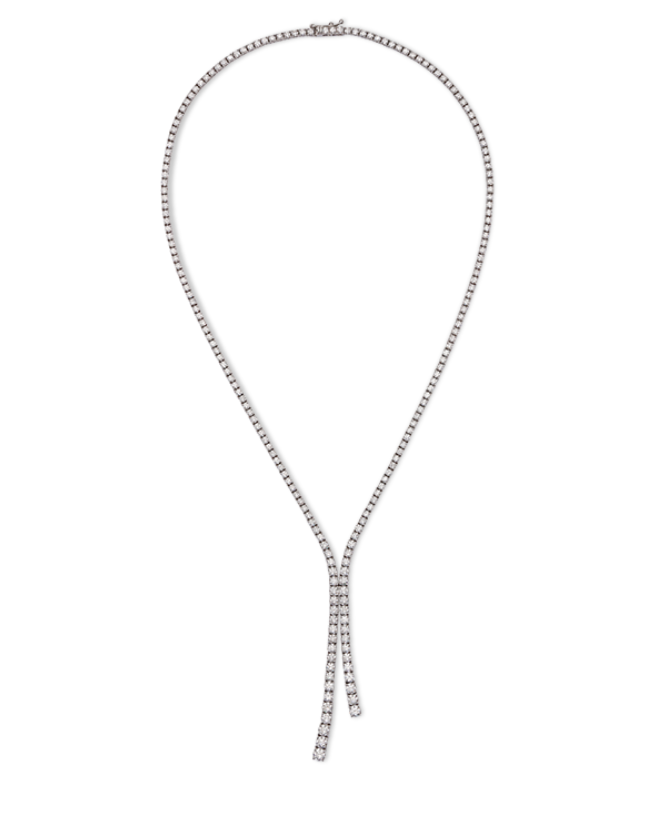 Tassel Diamond Tennis Necklace in 18ct White Gold