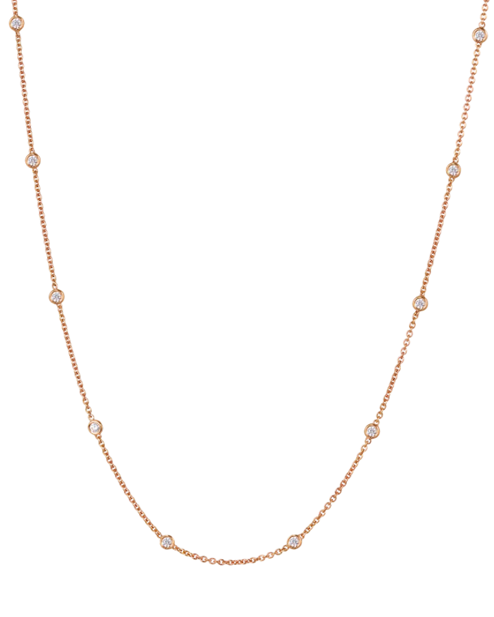 Diamond Station Chain Necklace in 18ct Gold