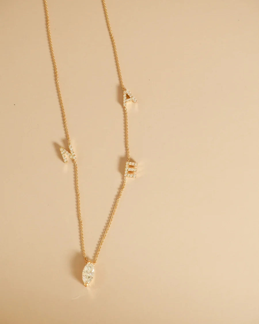 Personalised Diamond Pendant and Letter Necklace