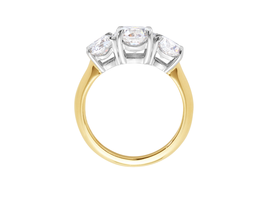Round Diamond Trilogy Engagement Ring in 18ct Gold