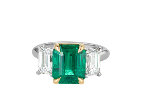 Emerald and Diamond Trilogy Ring