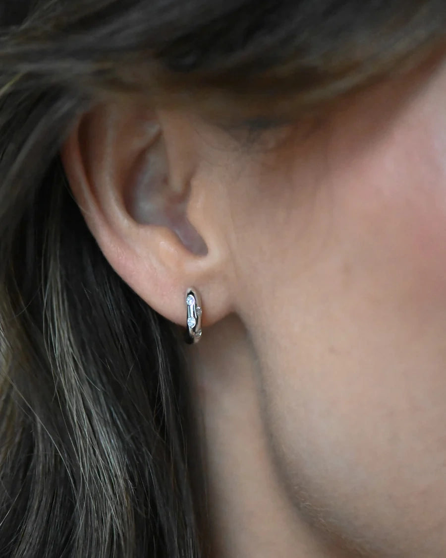 Diamond Dome Huggie Earrings in 18ct Gold