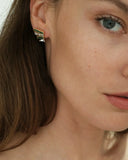 Emerald and Diamond Fan Stud Earrings in 18ct Gold