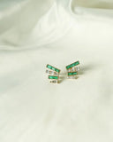 Emerald and Diamond Fan Stud Earrings in 18ct Gold