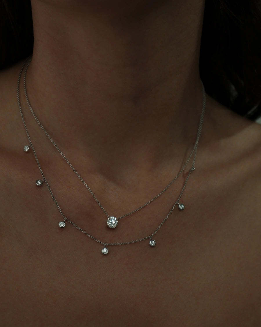 1ct Floating Round Diamond Pendant Necklace in 18ct Gold