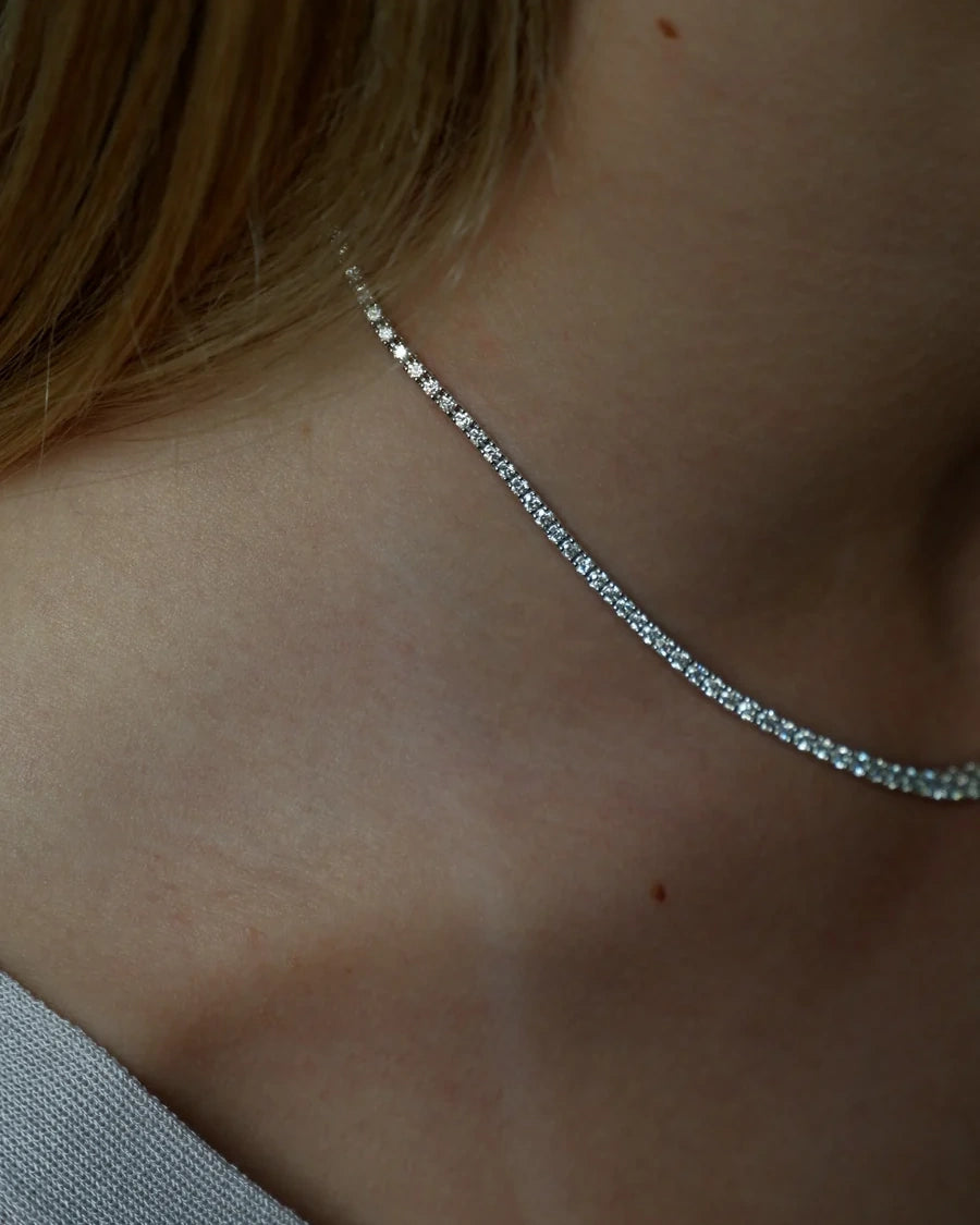 10ct Graduated Diamond Tennis Necklace in 18ct White Gold